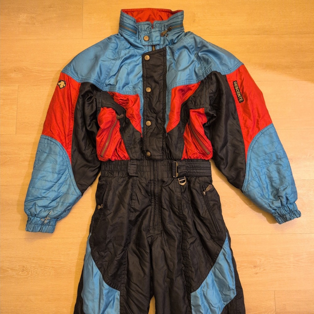 VTG Descente Ski Suit Mens Medium Blue One Piece Windbreaker Made in Japan RARE